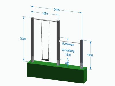 Einzelschaukel mit Turnreck auf 0 Grad - Lärche