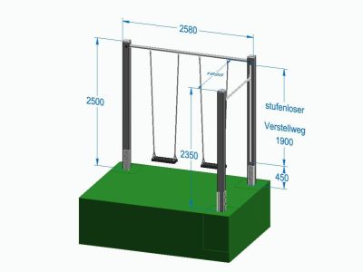 Doppelschaukel mit Turnreck 90 Grad - Lärche