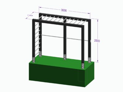 Klettergerüst mit Doppelturnreck- Höhe 250 cm - Fichte/Tanne