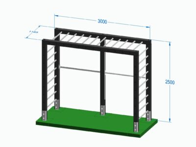 Klettergerüst mit Doppelturnreck- Lärche