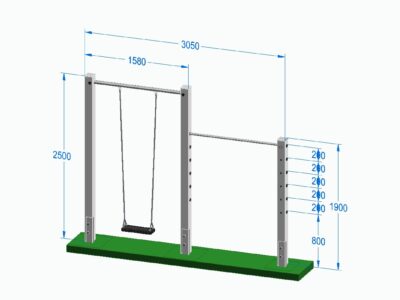 Einzelschaukel mit Turnreck zum Stecken, gerade - Leimbinder Fichte/Tanne