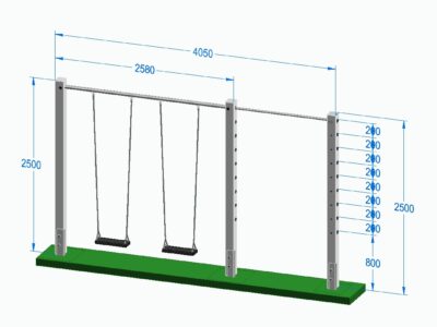 Doppelschaukel mit Turnreck zum Stecken gerade - Leimbinder Fichte/Tanne